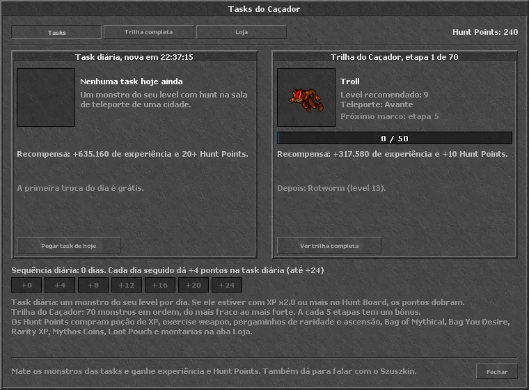 Tasks do Caçador